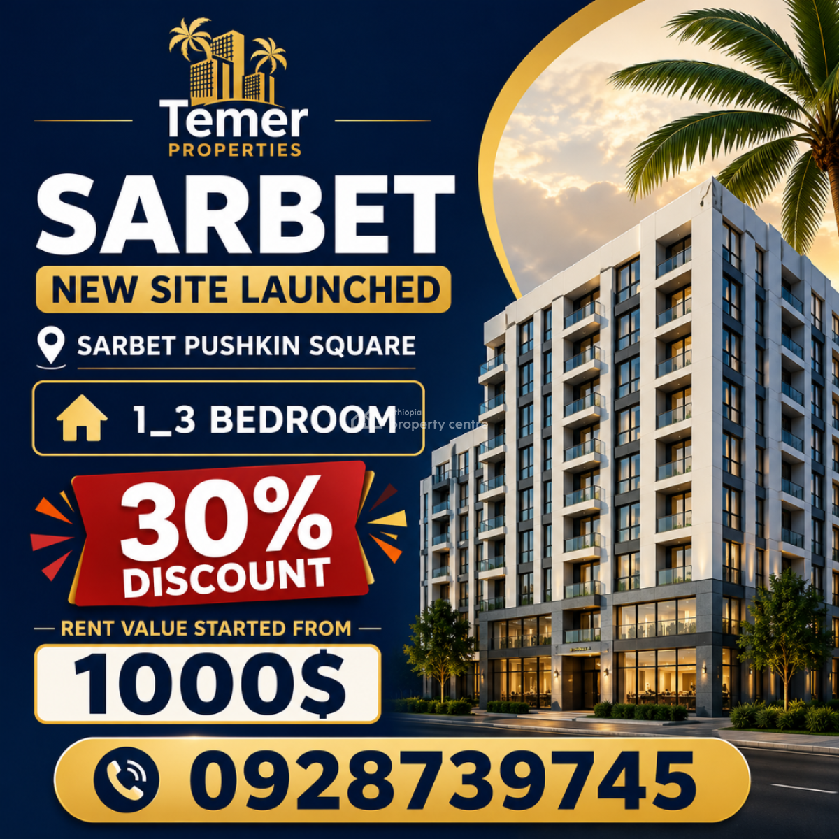 Luxury Apartment on Sarbet, Pushikin Square, Lideta, Addis Ababa, Self Contained (single Rooms) for Sale
