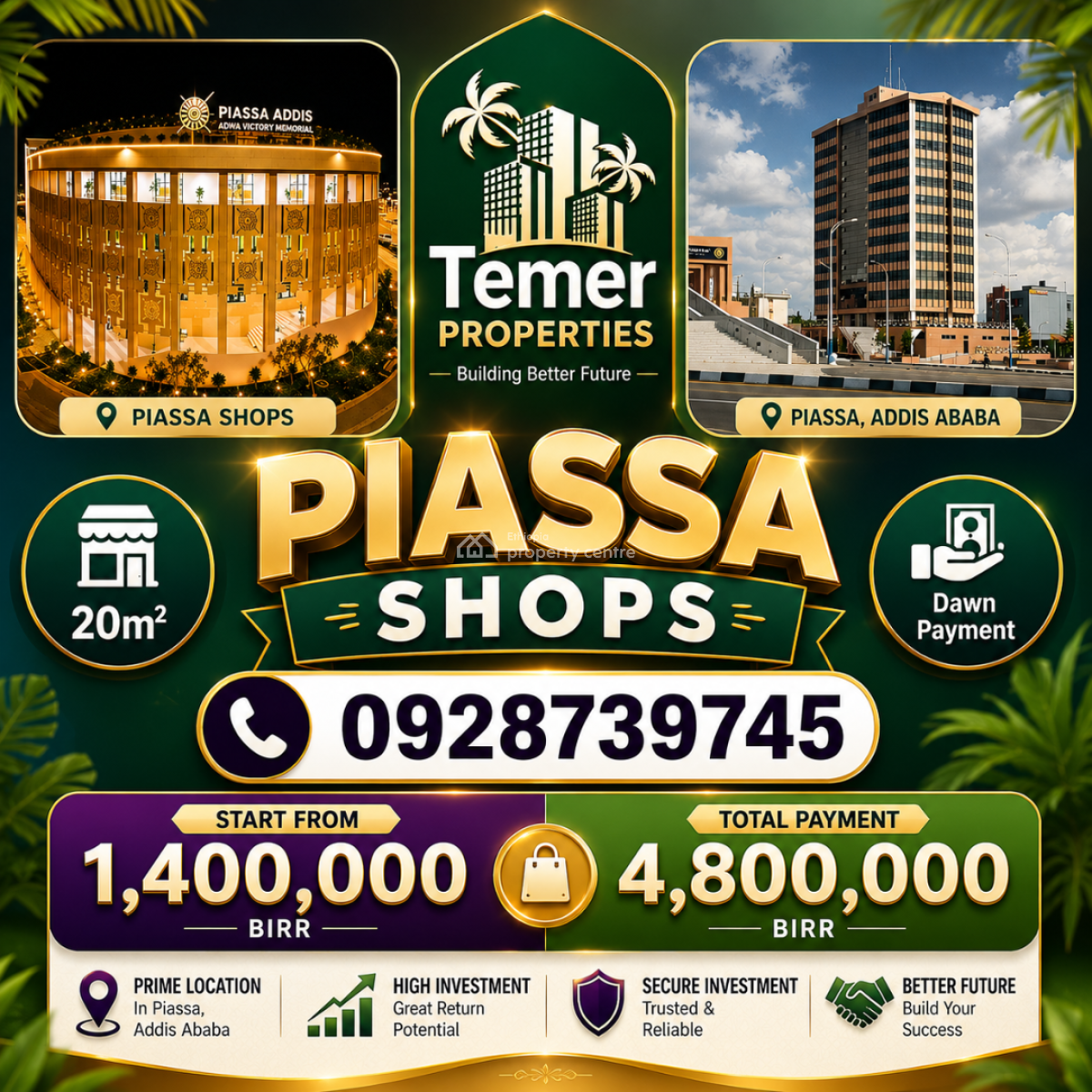 Shops in Piassa From Temer Properties /temer Realestate, Piassa Shop, Arada, Addis Ababa, Shop for Sale