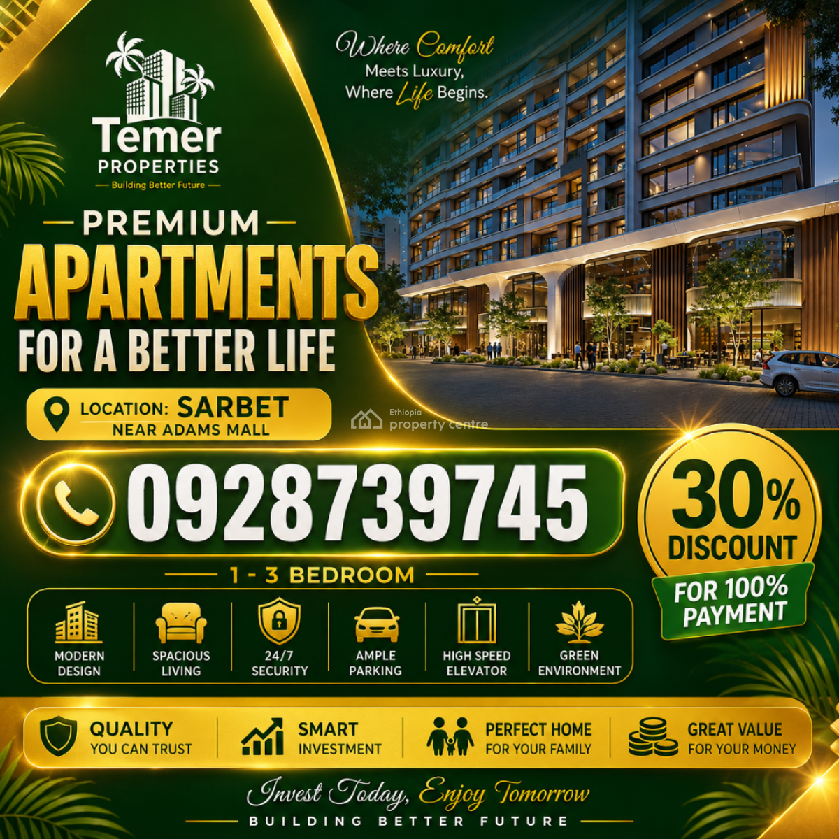 Luxury Apartment on Sarbet From Temer Realestate/temer Properties, Pushikni Square, Lideta, Addis Ababa, Self Contained (single Rooms) for Sale