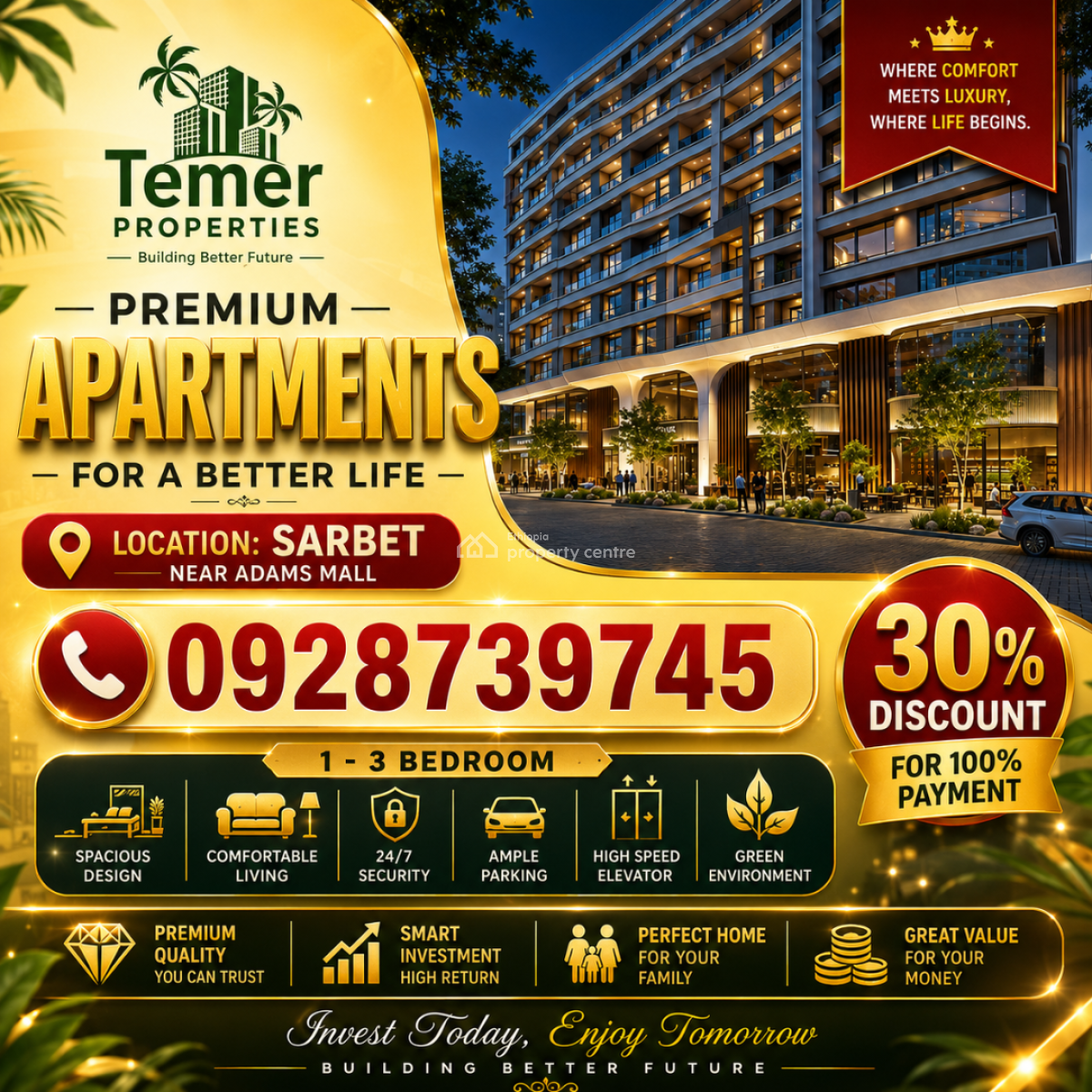 Luxury Apartment on Sarbet From Temer Realestate/temer Properties, Pushikni Square, Lideta, Addis Ababa, Self Contained (single Rooms) for Sale
