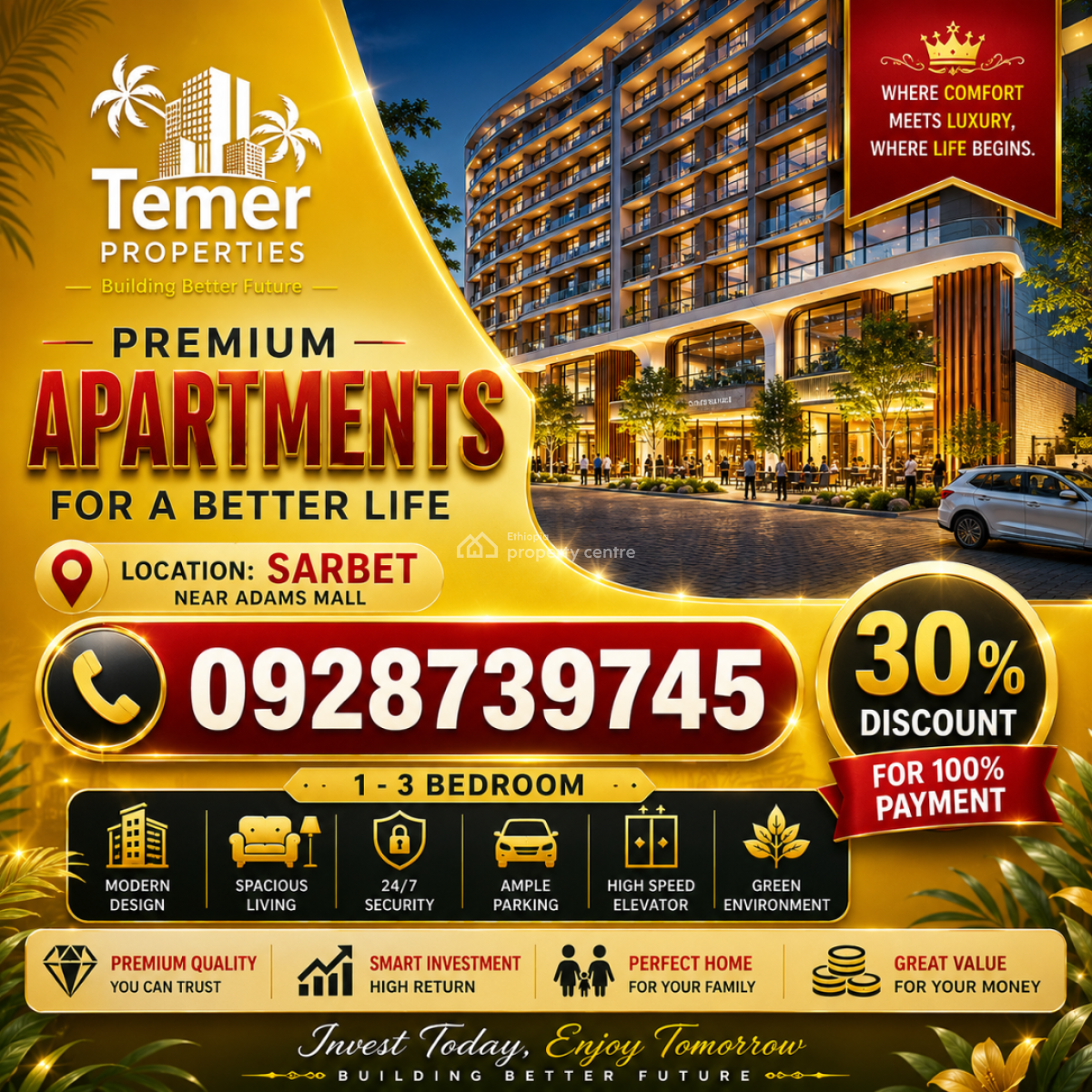 Luxury Apartment on Sarbet From Temer Realestate/temer Properties, Pushikni Square, Lideta, Addis Ababa, Self Contained (single Rooms) for Sale