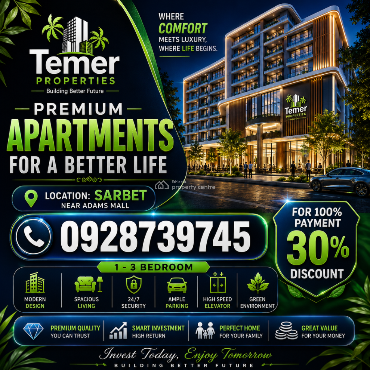 Luxury Apartment on Sarbet From Temer Realestate/temer Properties, Pushikni Square, Lideta, Addis Ababa, Self Contained (single Rooms) for Sale