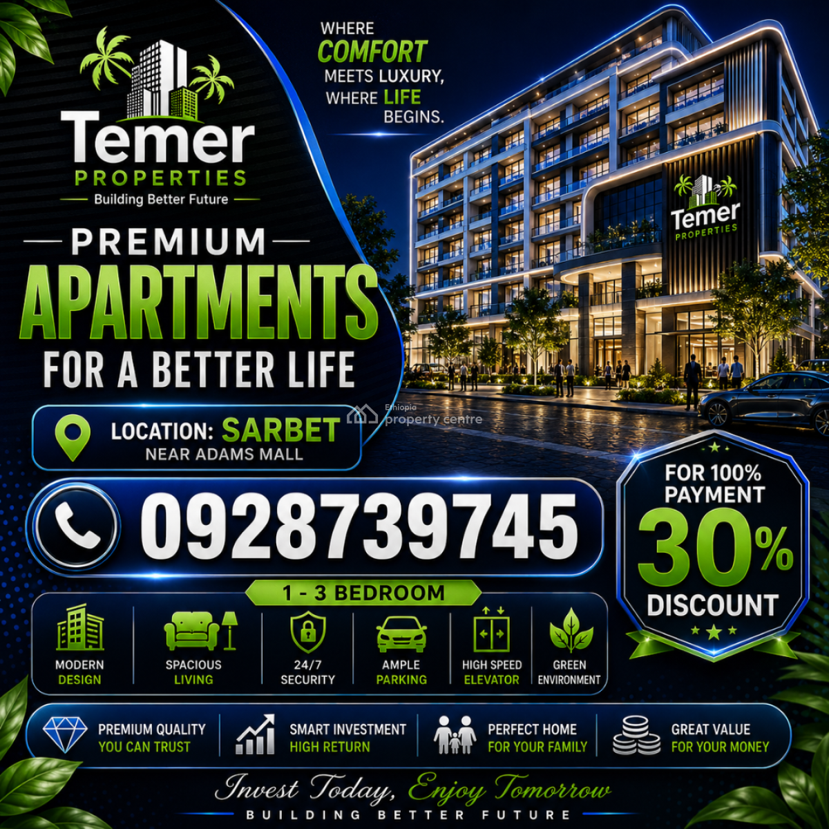 Luxury Apartment on Sarbet From Temer Realestate/temer Properties, Pushikni Square, Lideta, Addis Ababa, Self Contained (single Rooms) for Sale