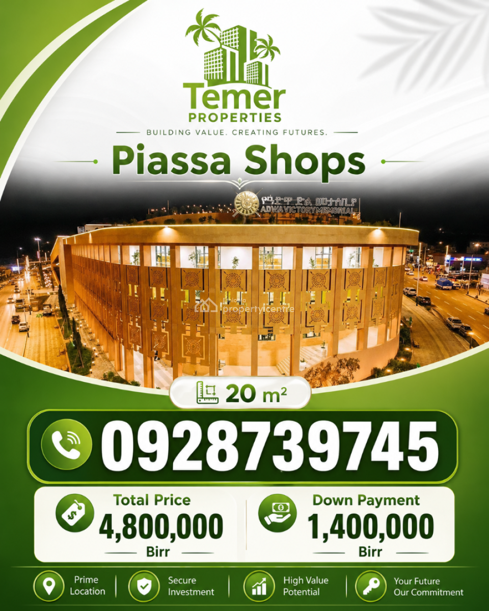 Shops in Piassa From Temer Realestate /temer Properties /ቴምር ፕሮፐርቲስ/ቴም, Piassa, Arada, Addis Ababa, Shop for Sale