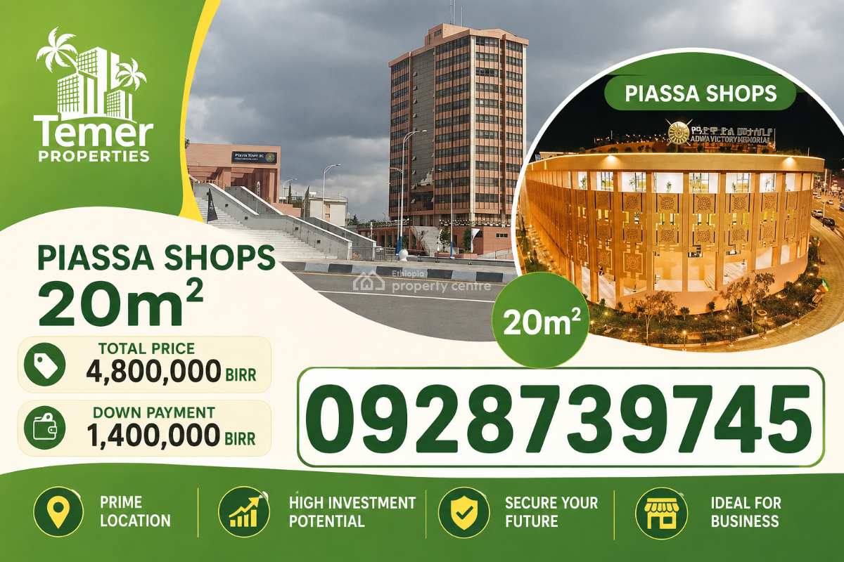Shops in Piassa From Temer Realestate /temer Properties /ቴምር ፕሮፐርቲስ/ቴም, Piassa, Arada, Addis Ababa, Shop for Sale