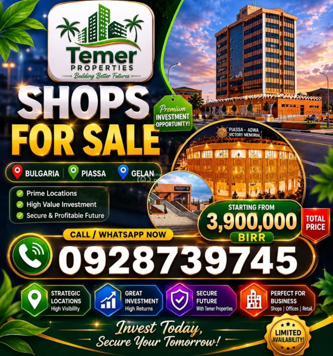 Shops, Bulgaria Mothoriya, Kirkos, Addis Ababa, Shop for Sale