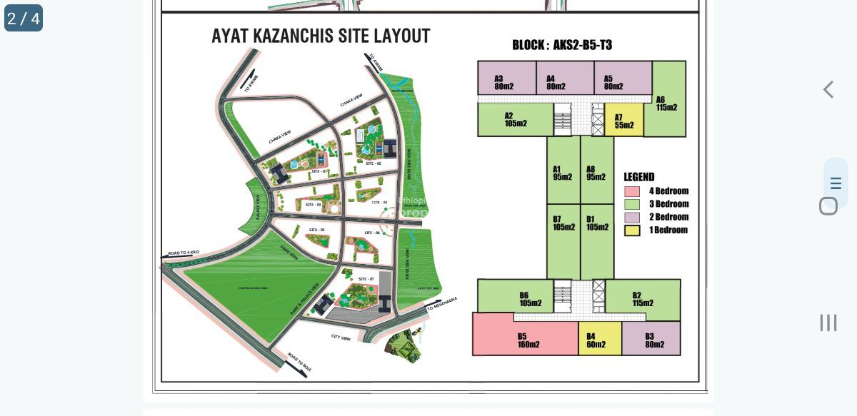Luxury 1 Bedroom Apartment, Kazanchis, Ayat Realestate, Kirkos, Addis Ababa, Apartment for Sale