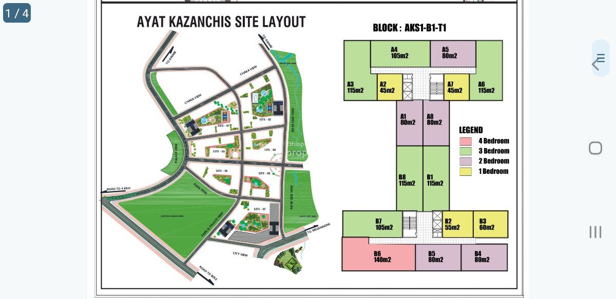 1 Bedroom Luxury Apartment, Kazanchis Ayat Realestate, Yeka, Addis Ababa, Apartment for Sale