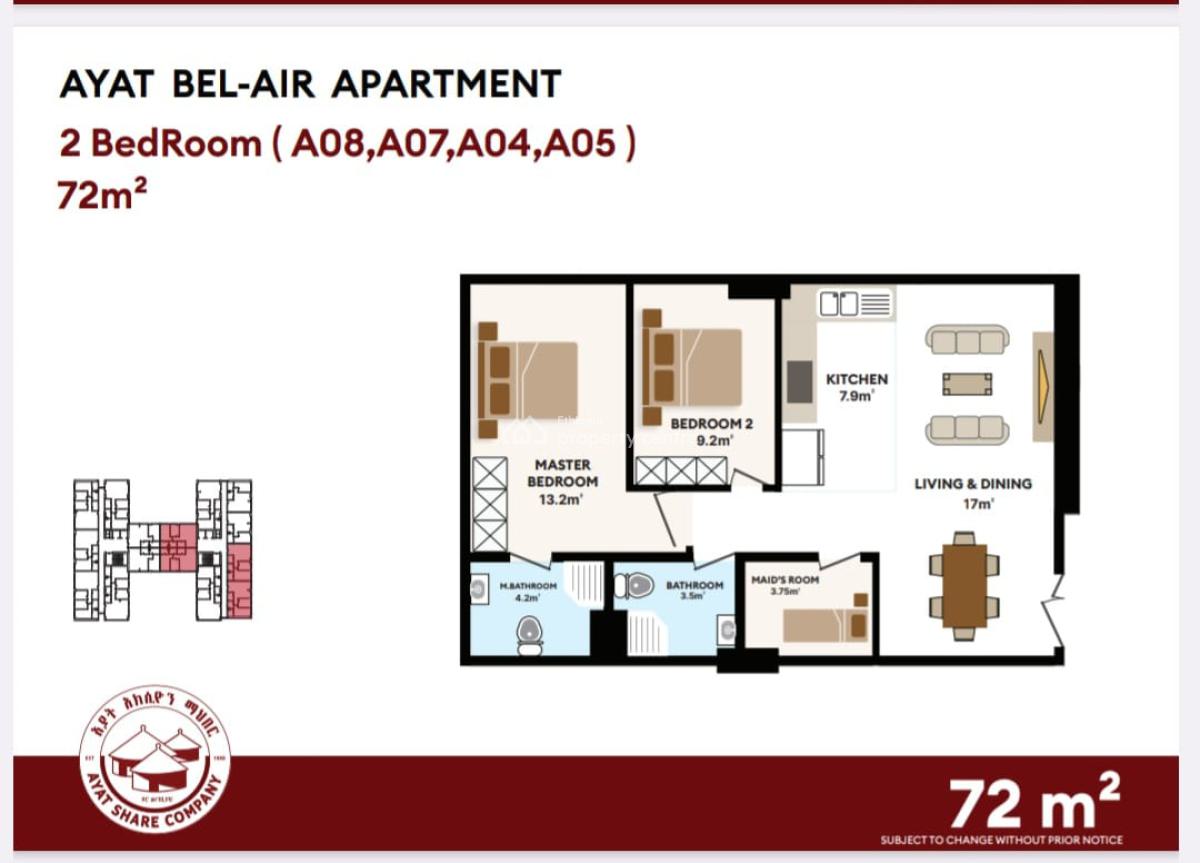 Luxury Apartments with 2 and 3 Bed Rooms at The Heart of Addis Abeba, Temema Fok, Kazanchis, Addis Ababa, Apartment for Sale