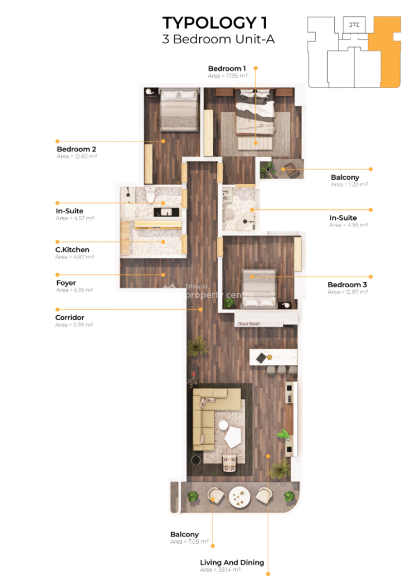 Luxury Three Bedroom Apartment, Piassa / Monarch / Akoya, Arada, Addis Ababa, Apartment for Sale