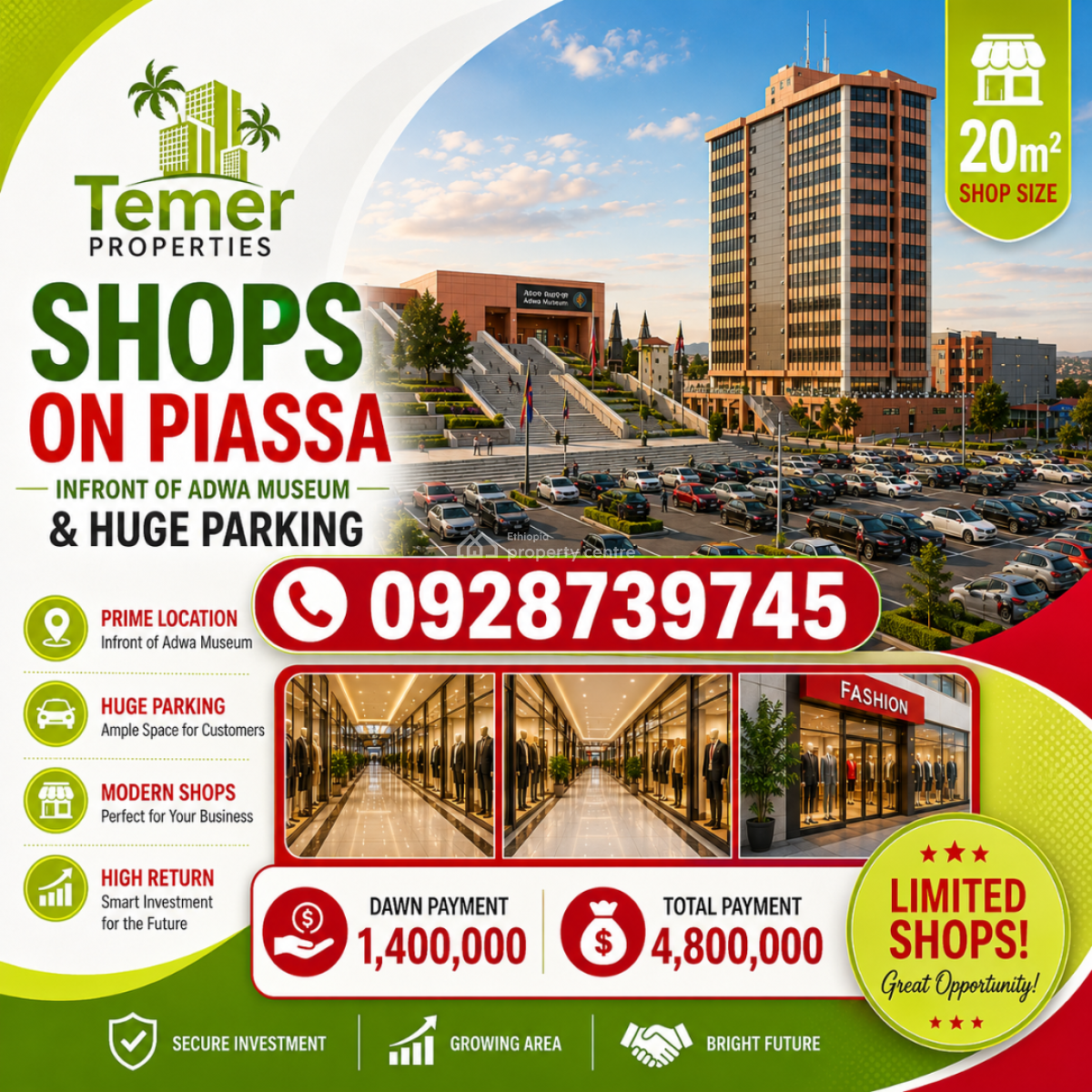 Luxury Shops Or Malls in Piassa, Adwa Musium, Arada, Addis Ababa, Shop for Sale