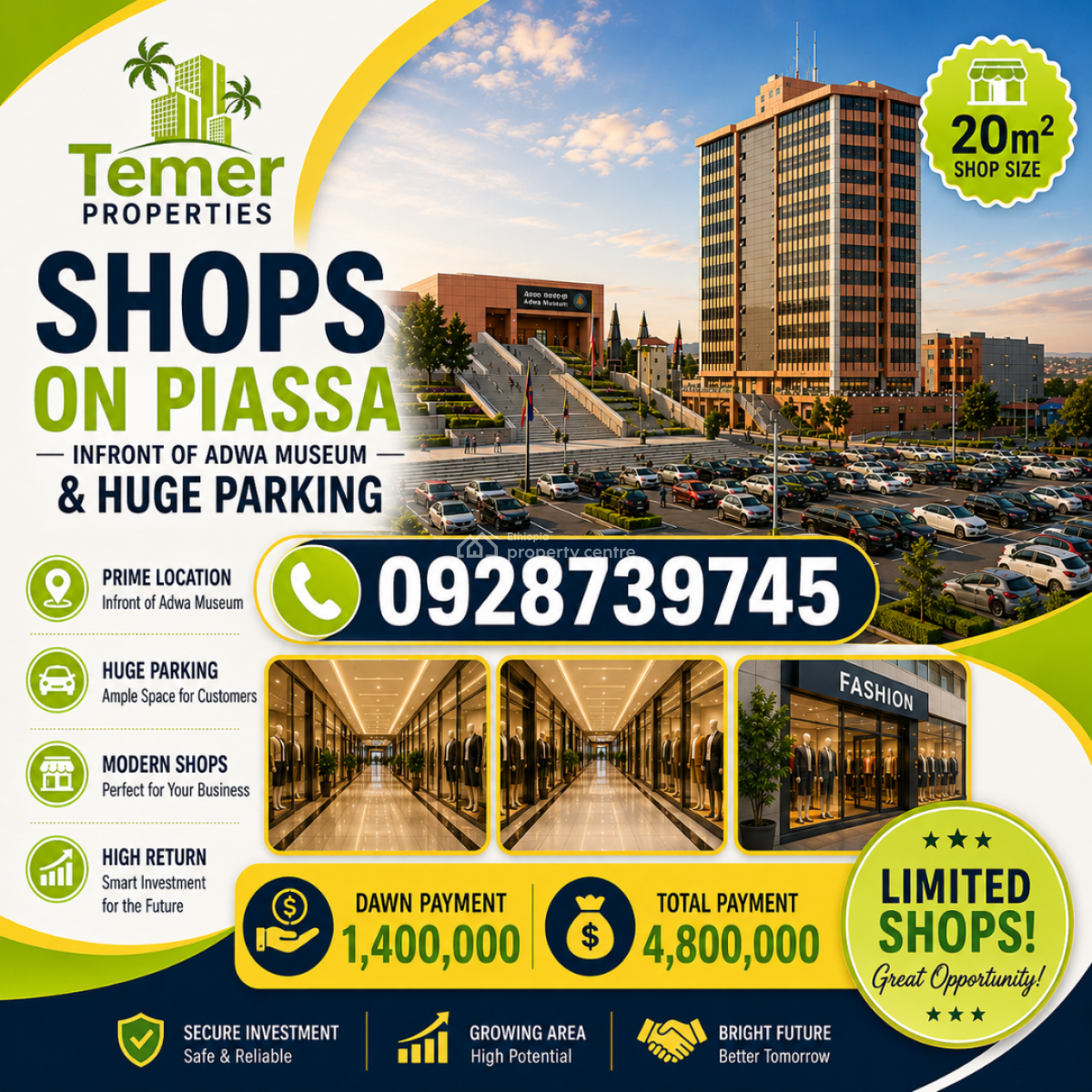 Luxury Shops Or Malls in Piassa, Adwa Musium, Arada, Addis Ababa, Shop for Sale
