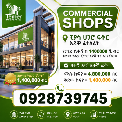 Luxury Shops Mall, Around Adwa Moseum, Arada, Addis Ababa, Shop for Sale